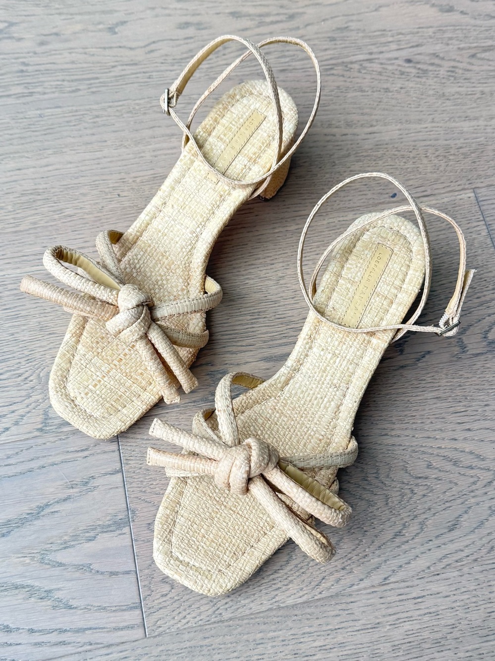 805 Loeffler Randall Natural Straw Mikel Mid Heel Bow Sandal 9.5 - Picture 10 of 11